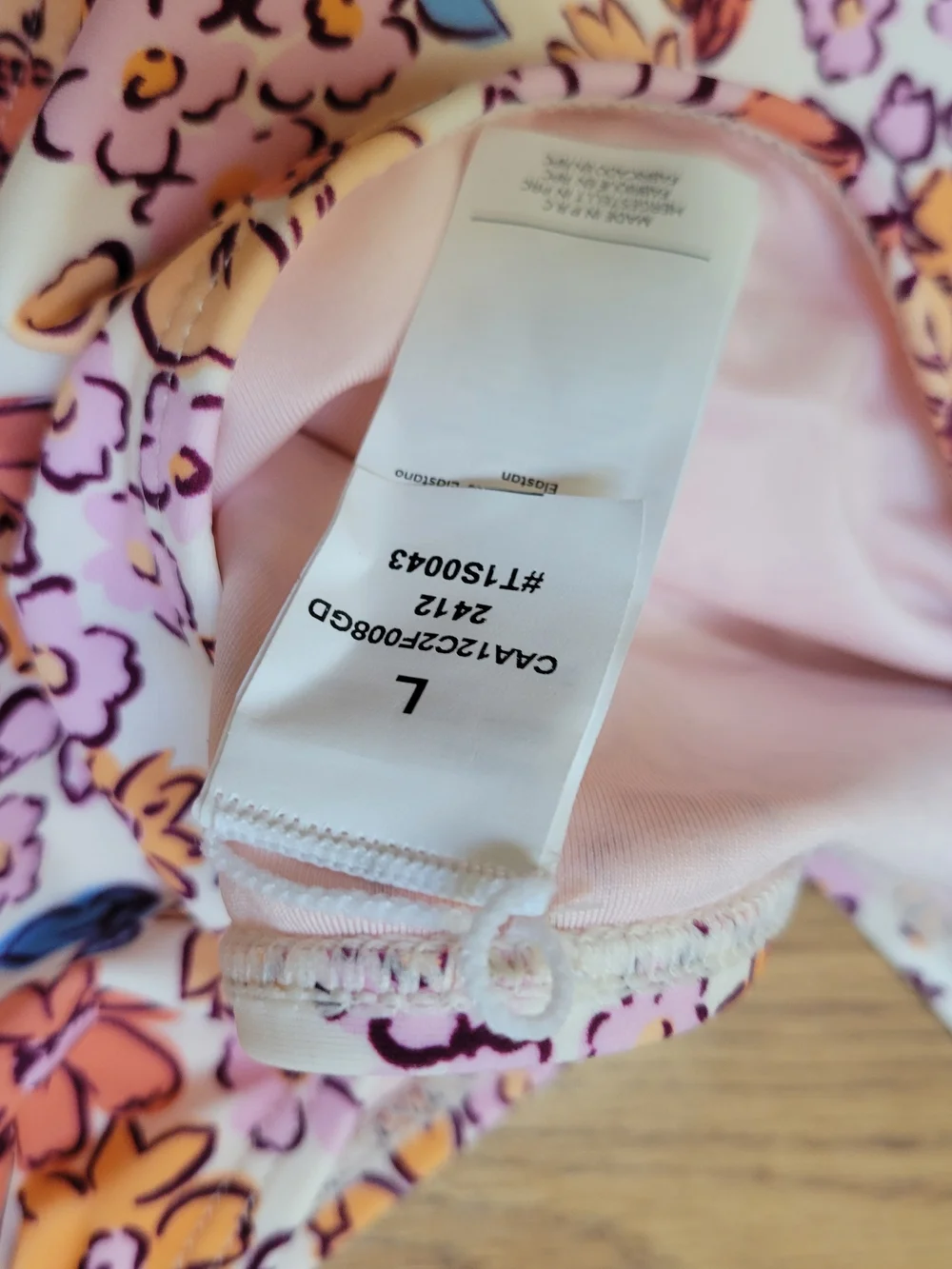 Cupshe Pink Floral Bikini Top with Orange & Purple Accents